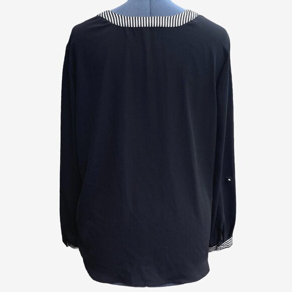 NOTATIONS Silky Black Career Blouse Women's 2XL (18-20) V-Neck Business‎ Casual - Picture 3 of 15